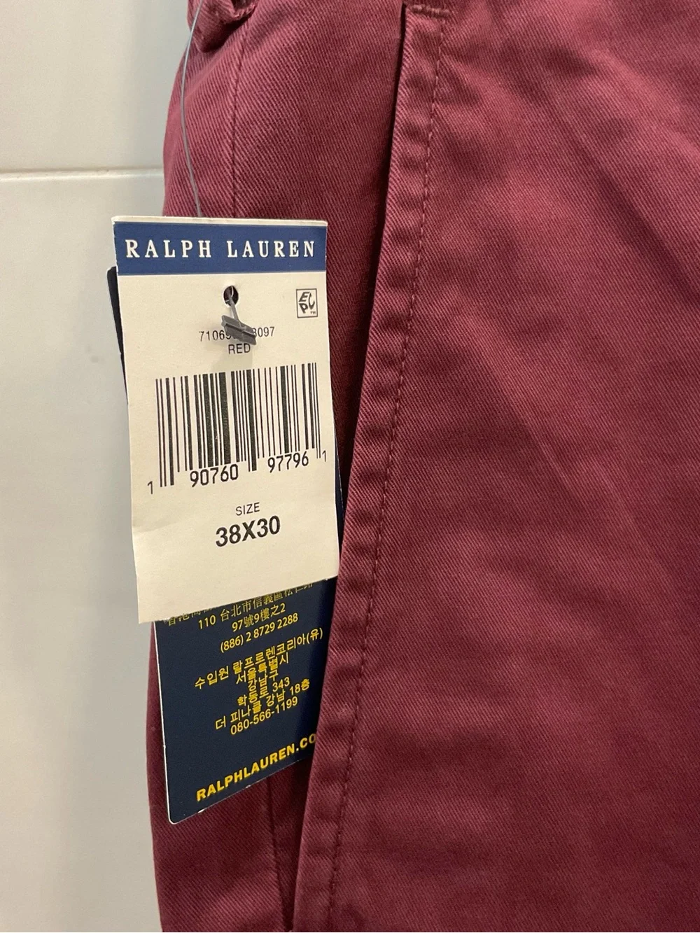 POLO Ralph Lauren BURGUNDY WINE Stretch Straight Fit Chino Pants size 38-30 T80